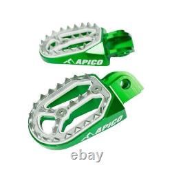 Apico Pro-Bite Foot Pegs For Kawasaki KXF250 2006-2023 KXF450 2007-2023 Green