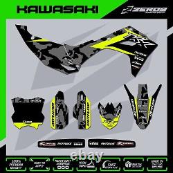 KAWASAKI KX KXF MOTOCROSS MX GRAPHICS Kit KX KXF 125 450 CAMO BLK/YEL-F