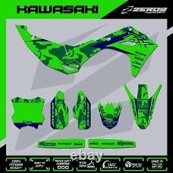 KAWASAKI KX KXF MOTOCROSS MX GRAPHICS Kit KX KXF 125 450 CAMO GRN/BLU