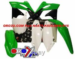 New Racetech Plastic Kit Kawasaki KXF 250 13-16 OEM Colour Plastics Green Rear