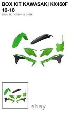 Plastic Kit Kawasaki KXF450 2016 2018 OEM Green / White Polisport